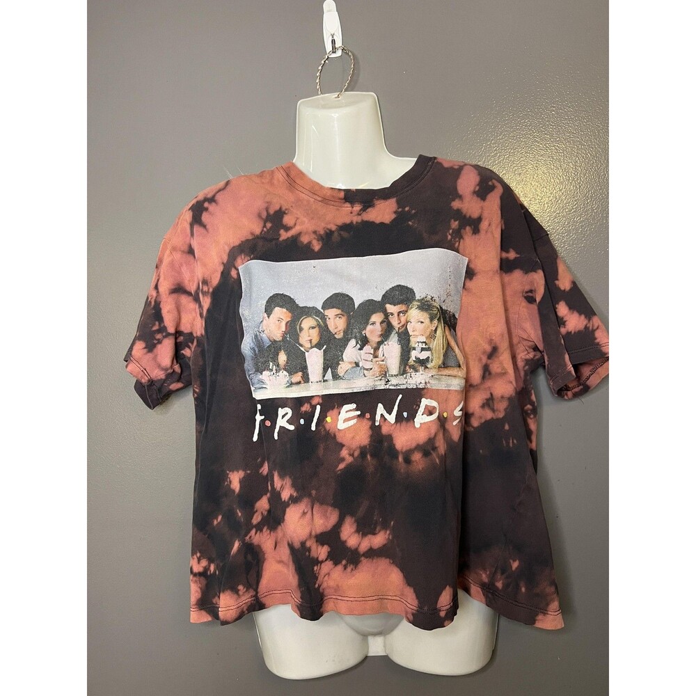 Friends TV Show H&M Shirt Womens Small Black Tie Dye Graphic Tee Top Cropped